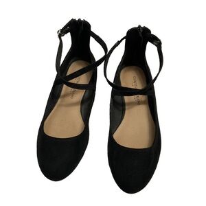 Christian Siriano Black Zip Up Crisscross Flats Worn Once Size 10